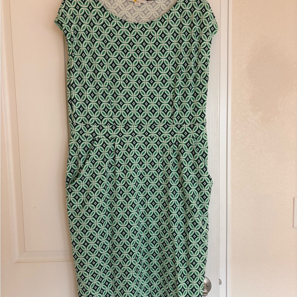 Boden Green Geometric Midi Dress
